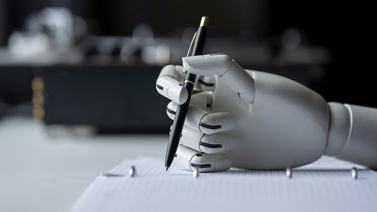Robot hand writing with a pen